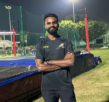 Coach Ajay Kumar, multiple medal winner in long jump and high jump events at state and inter-college competitions